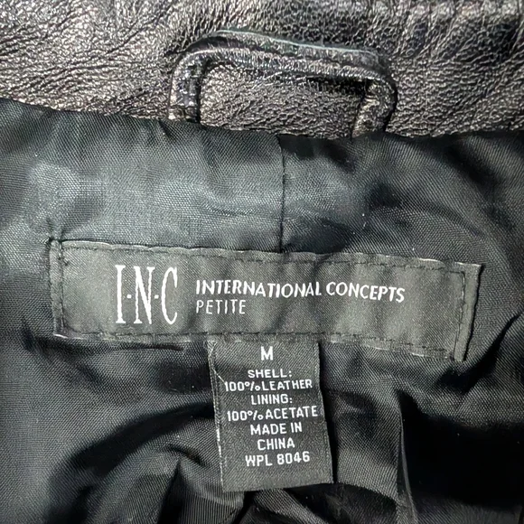 INC Black Leather Lined Jacket with Stitch Detailing - M - Picture 2 of 14